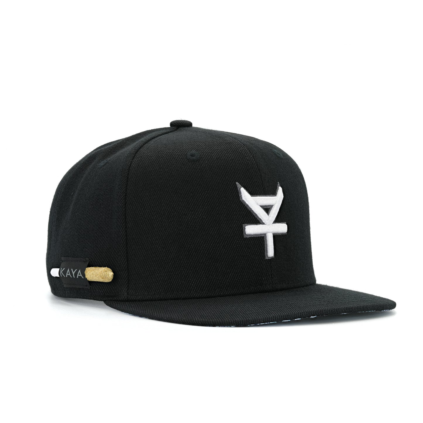 Kaya White Logo Embroidered Snapback Tropical Underbill - Black