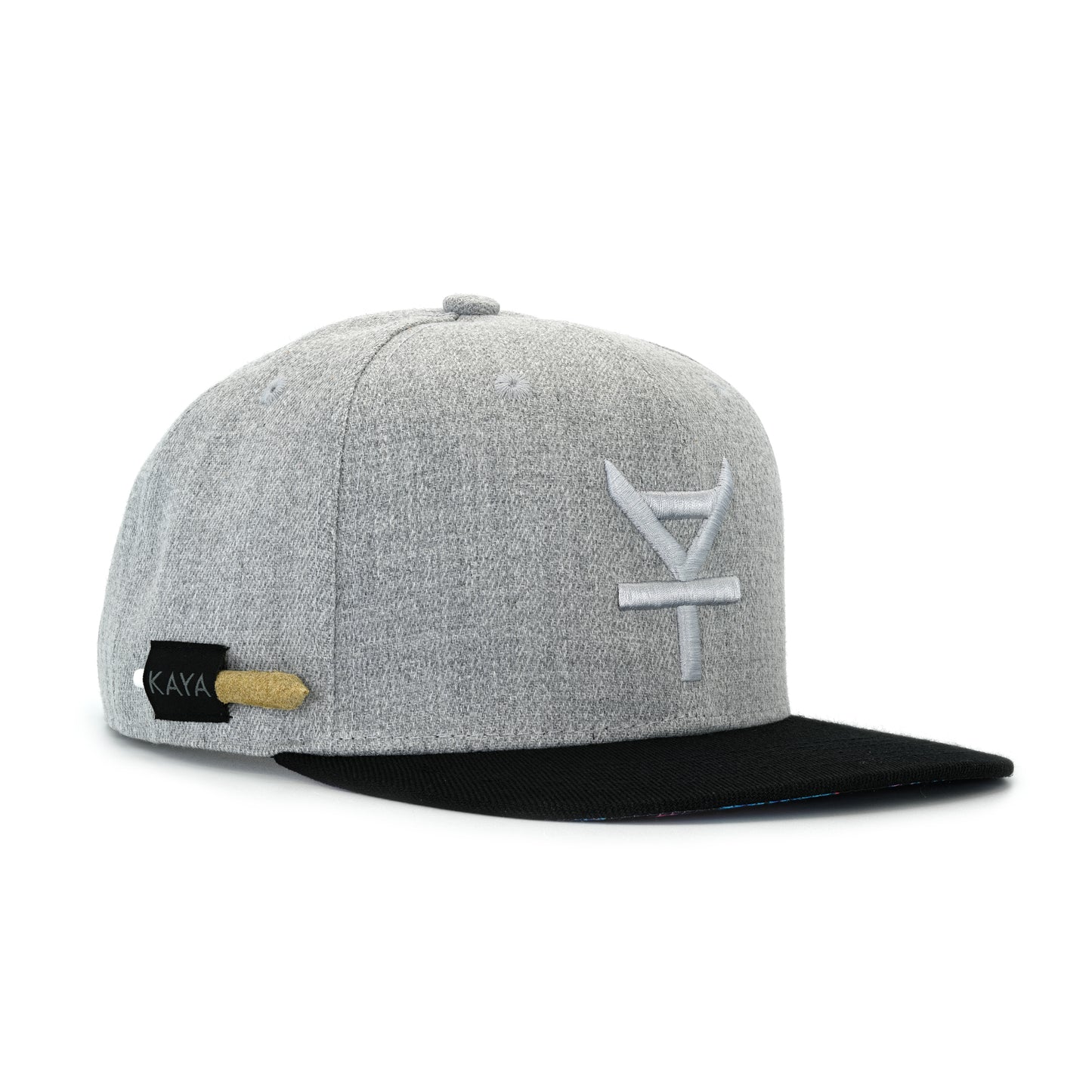 Kaya Grey Logo Embroidered Snapback Tropical Underbill - Heather Grey/Black