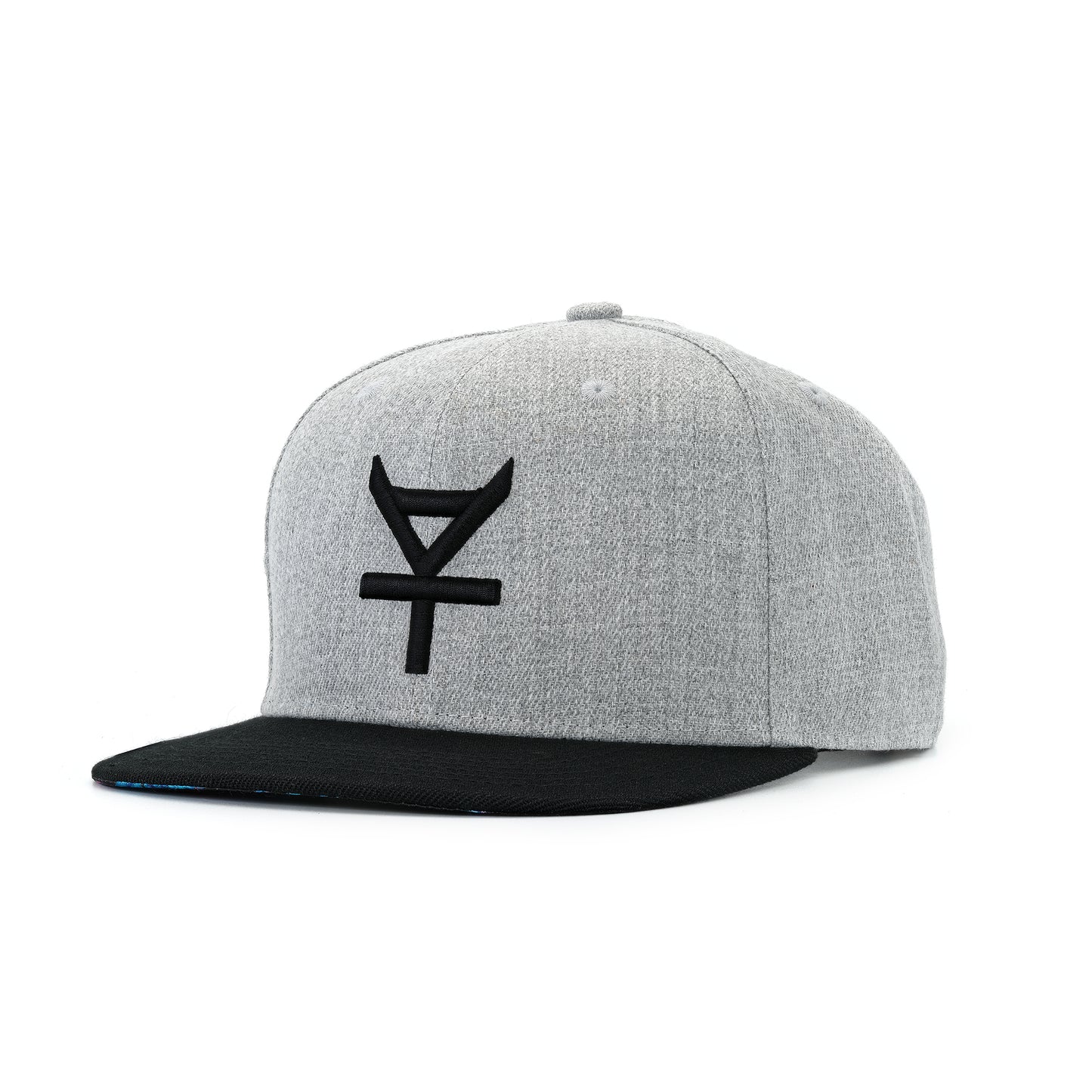 Kaya Black Logo Embroidered Snapback Tropical Underbill - Heather Grey/Black