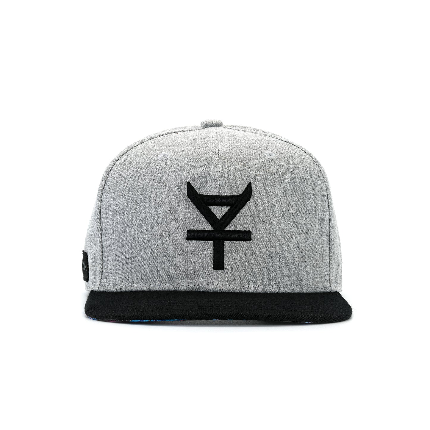 Kaya Black Logo Embroidered Snapback Tropical Underbill - Heather Grey/Black