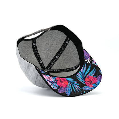 Kaya Black Logo Embroidered Snapback Tropical Underbill - Heather Grey/Black